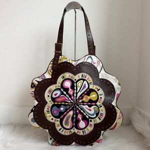Authentic rare vintage Emilio pucci canvas and leather flower shoulder bag